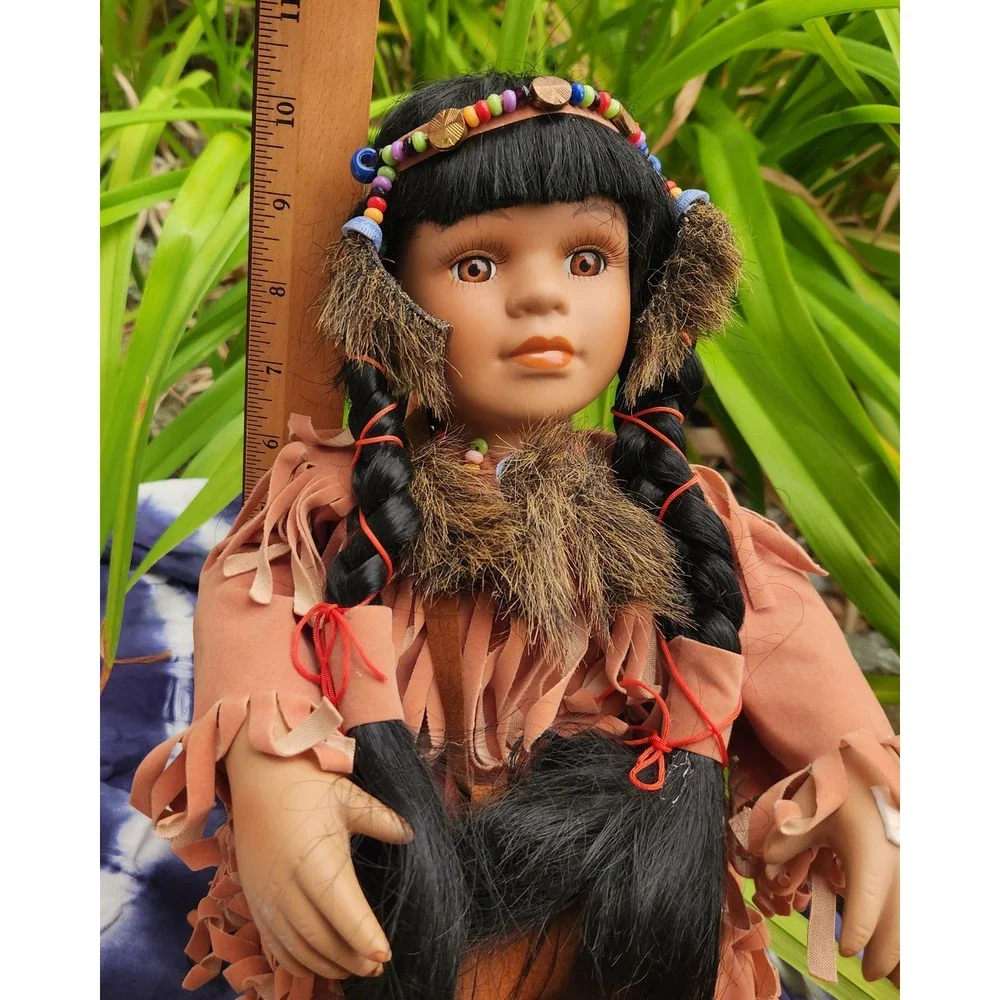 Vintage Native American Style Porcelain Doll 11